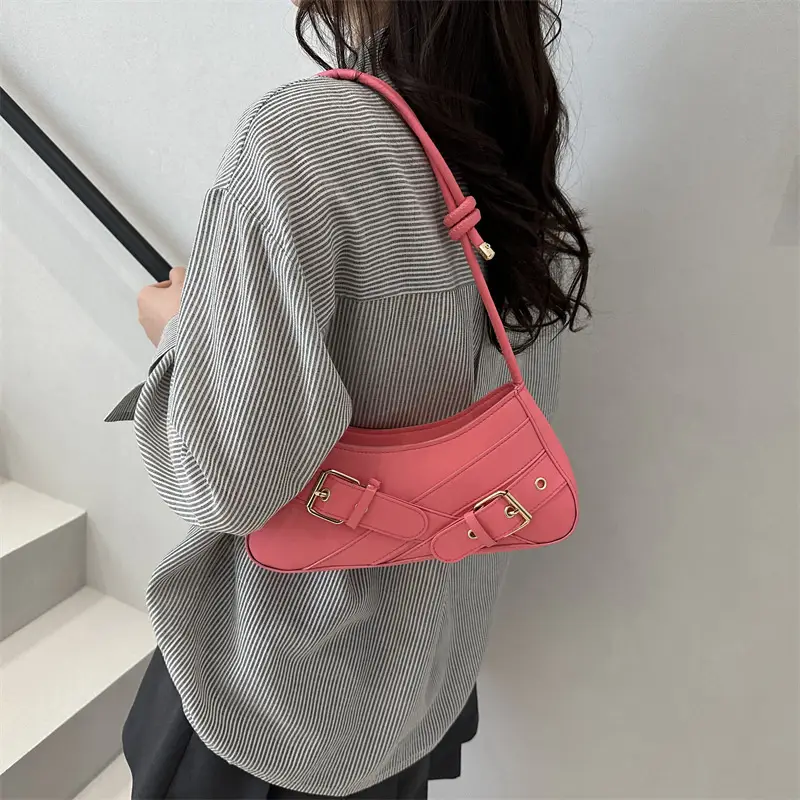 2025 Women's Silver One Shoulder Bag with Buckle Strap - Image 11