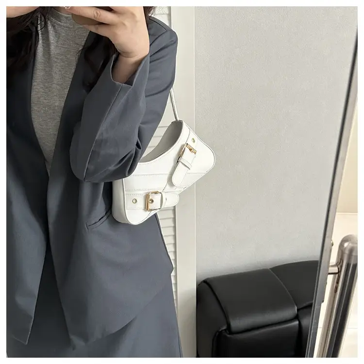 2025 Women's Silver One Shoulder Bag with Buckle Strap — feature 17