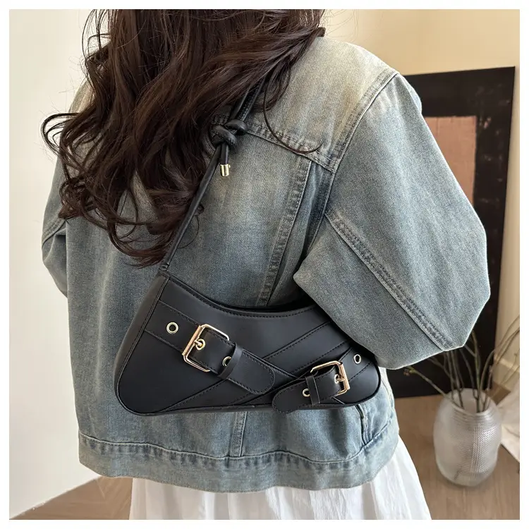 2025 Women's Silver One Shoulder Bag with Buckle Strap — feature 25