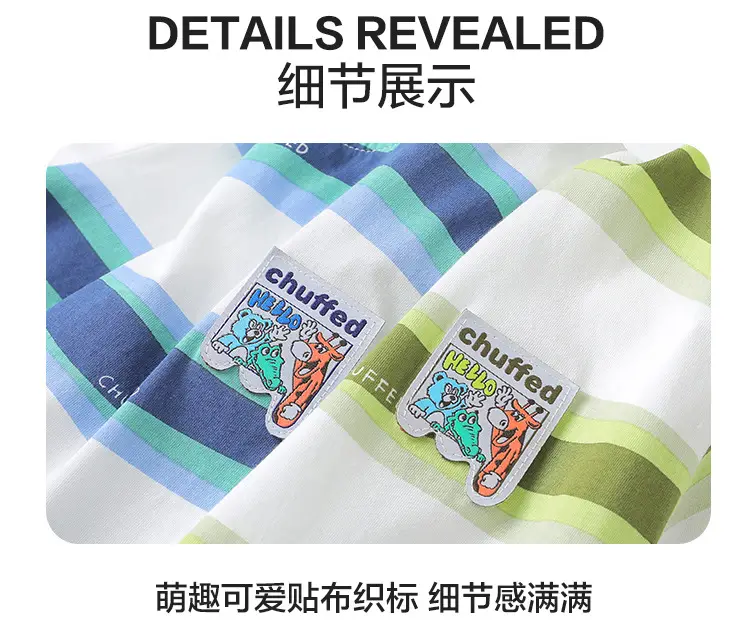 Right European Boys Pure Cotton Striped T-Shirt Green — feature 16