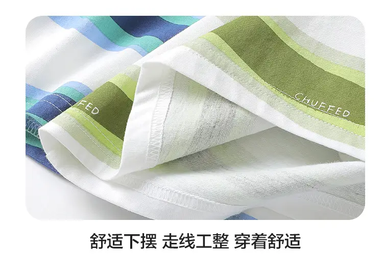 Right European Boys Pure Cotton Striped T-Shirt Green — feature 18
