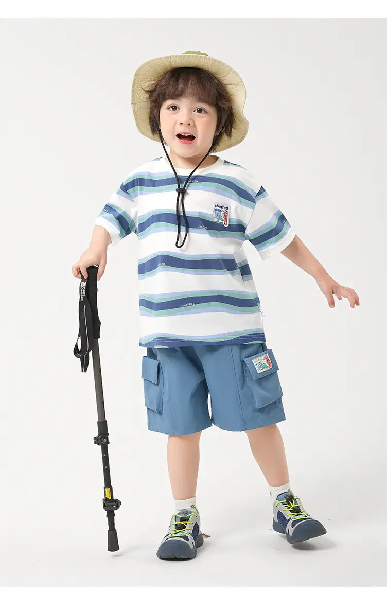 Right European Boys Pure Cotton Striped T-Shirt Green — feature 23