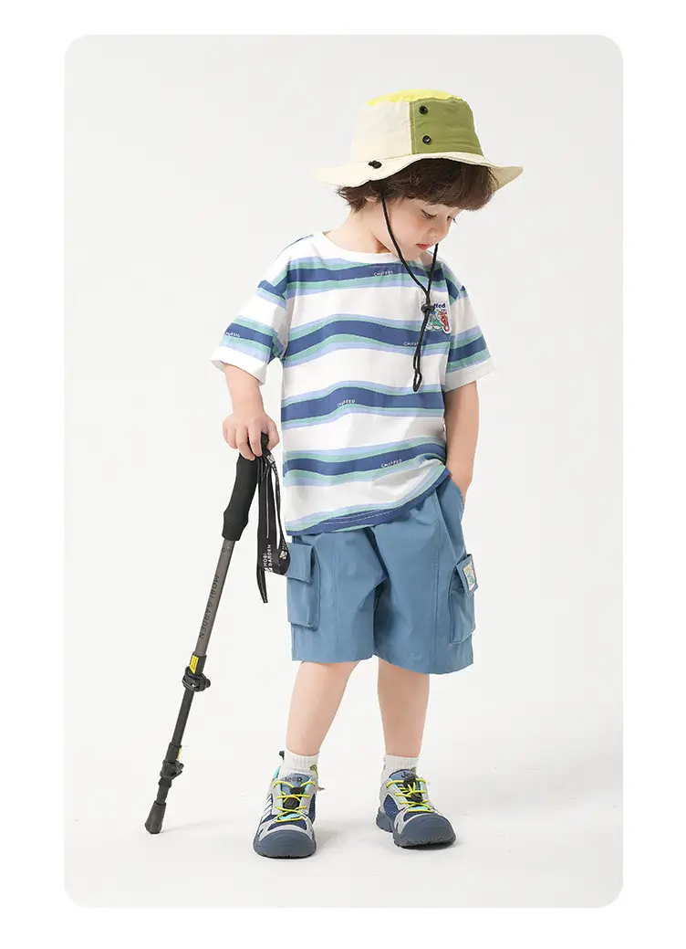 Right European Boys Pure Cotton Striped T-Shirt Green — feature 24