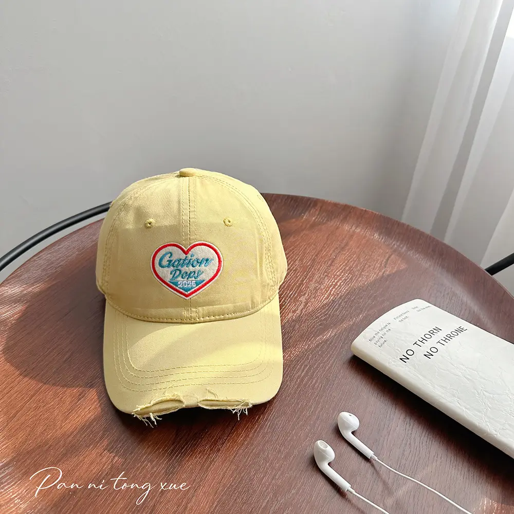 Korean Style Yellow Heart Cap for Girls Boys - Image 2