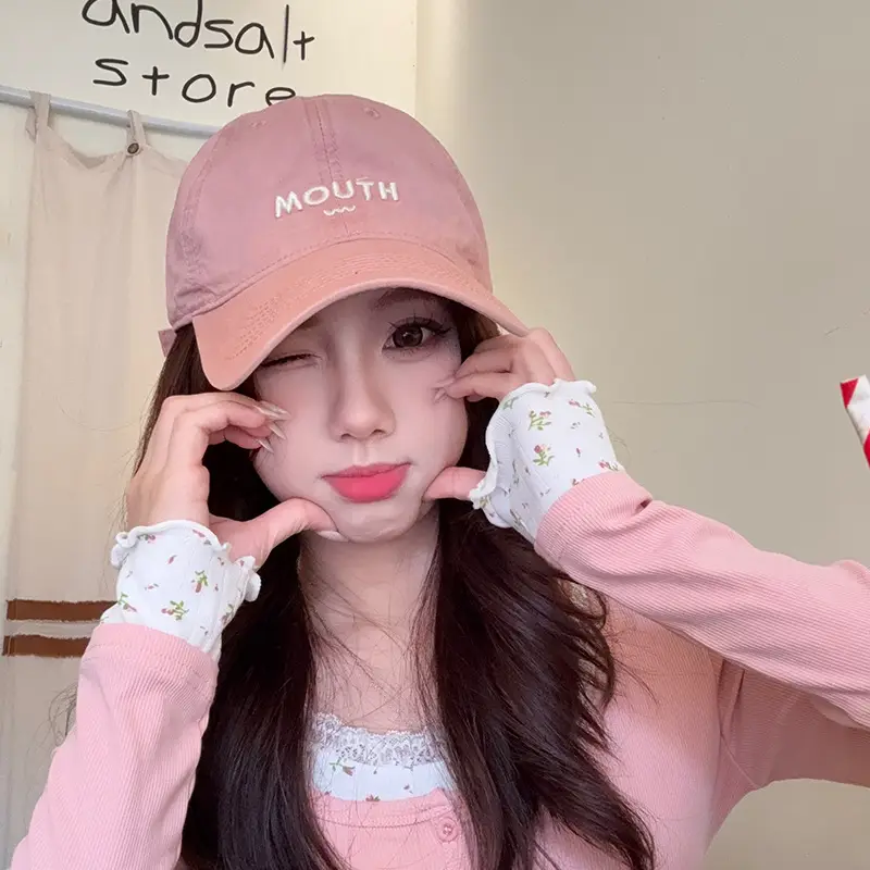 Pink Women's Soft Baseball Cap with "MOUTH" Embroidery - Image 8
