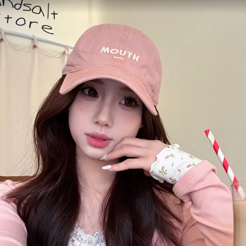 Pink Women's Soft Baseball Cap with "MOUTH" Embroidery - Image 9
