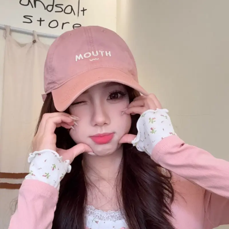 Pink Women's Soft Baseball Cap with "MOUTH" Embroidery — feature 13
