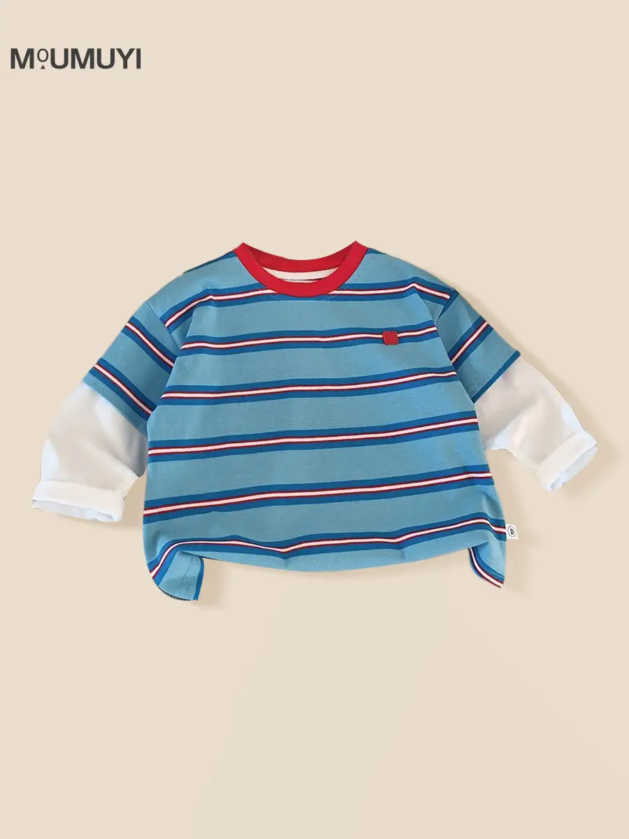 Boys Striped Cotton T-Shirt 2026 Spring - Image 3