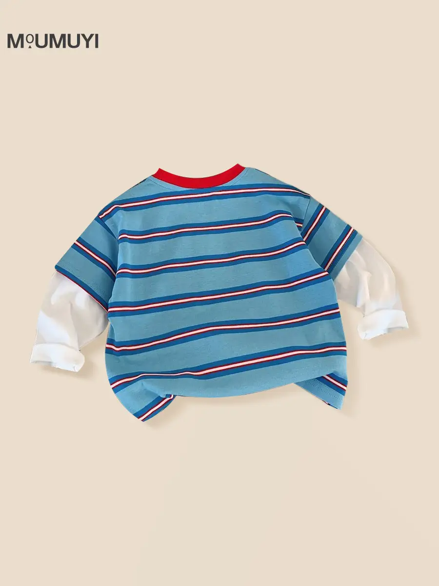 Boys Striped Cotton T-Shirt 2026 Spring - Image 4