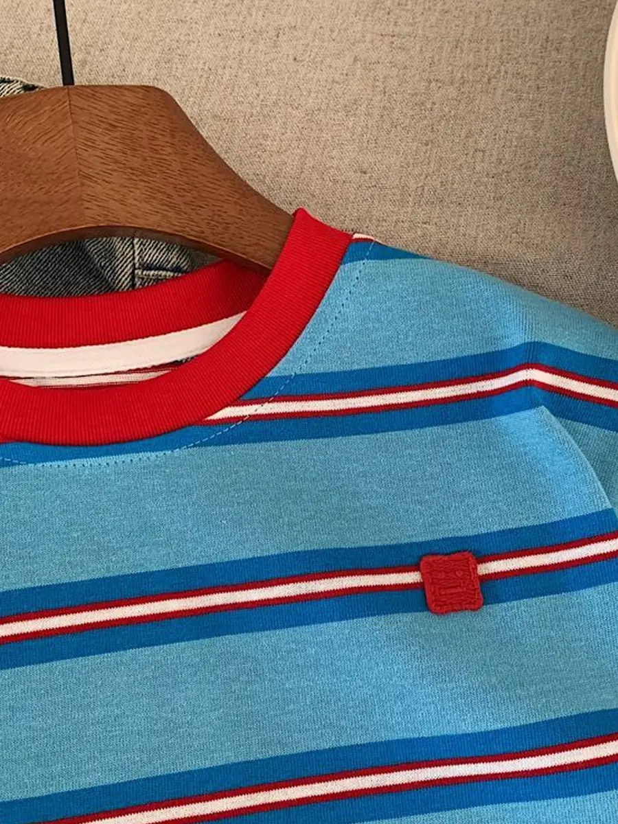 Boys Striped Cotton T-Shirt 2026 Spring - Image 5