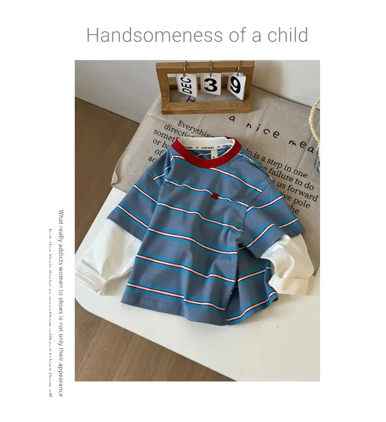 Boys Striped Cotton T-Shirt 2026 Spring — feature 10