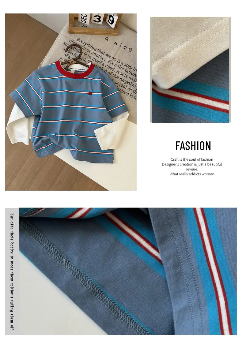 Boys Striped Cotton T-Shirt 2026 Spring — feature 11