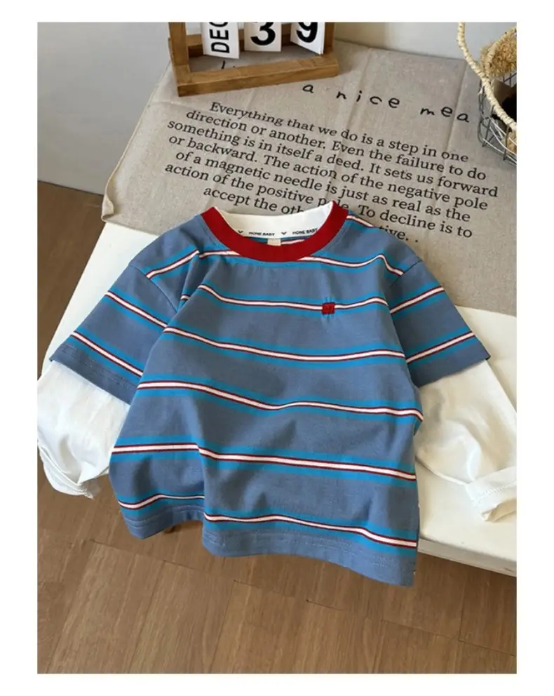 Boys Striped Cotton T-Shirt 2026 Spring — feature 12