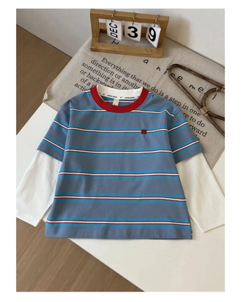 Boys Striped Cotton T-Shirt 2026 Spring — feature 14