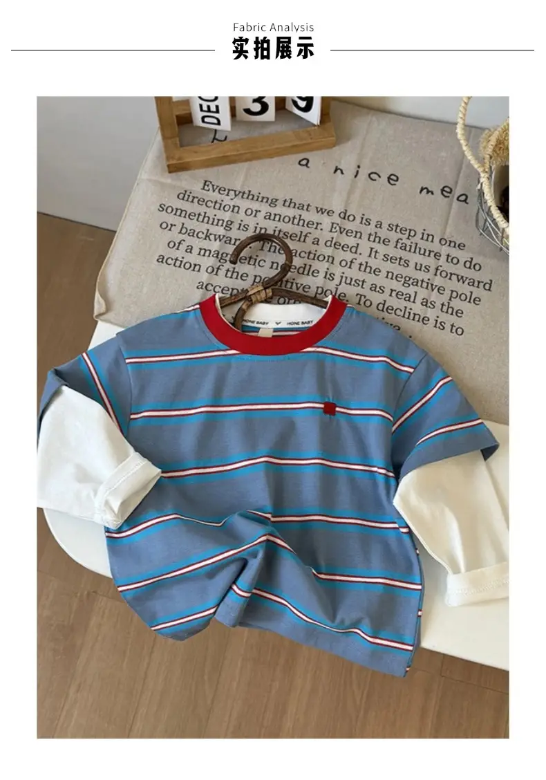 Boys Striped Cotton T-Shirt 2026 Spring — feature 9