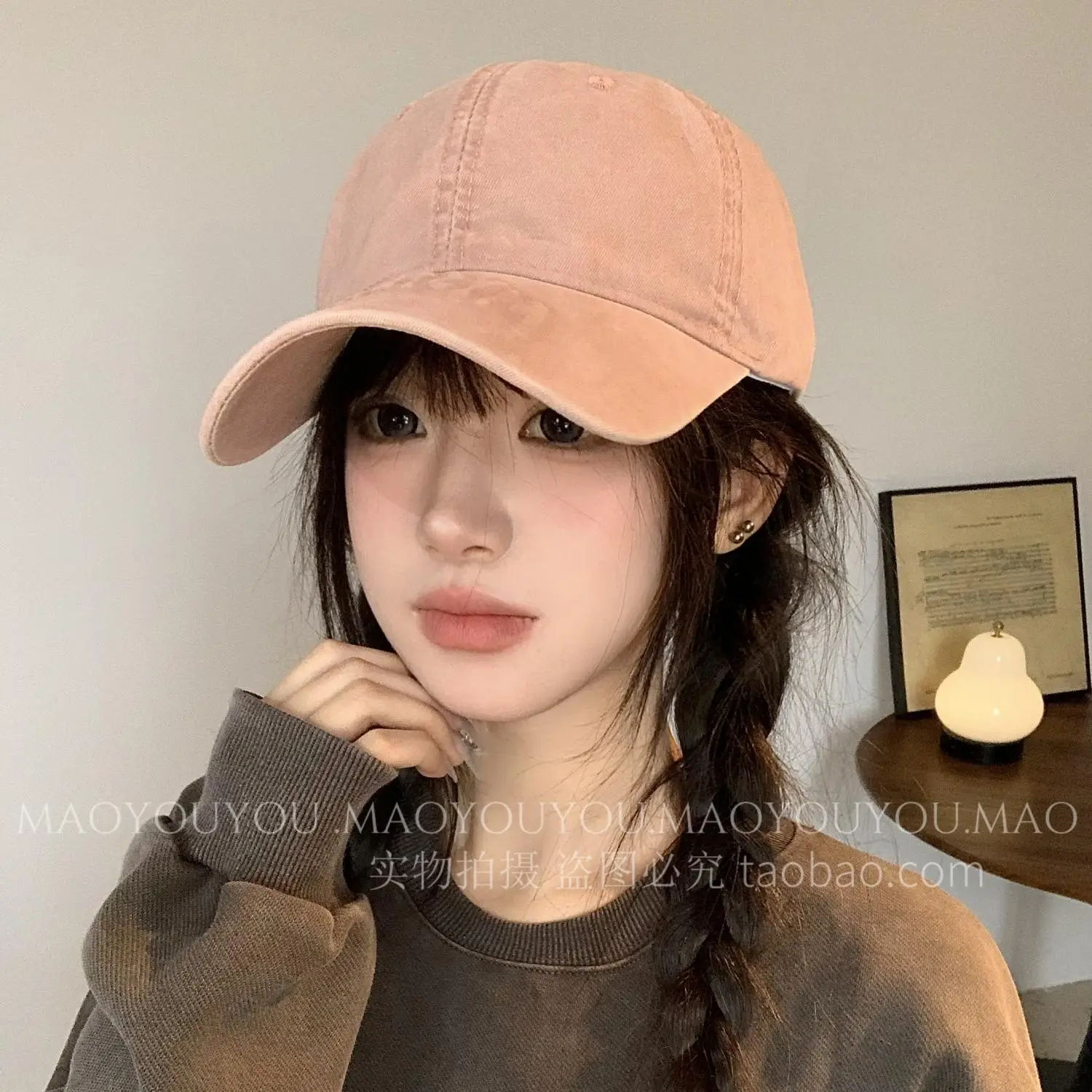 Women Men Embroidered Cotton Cap Pink - Image 6