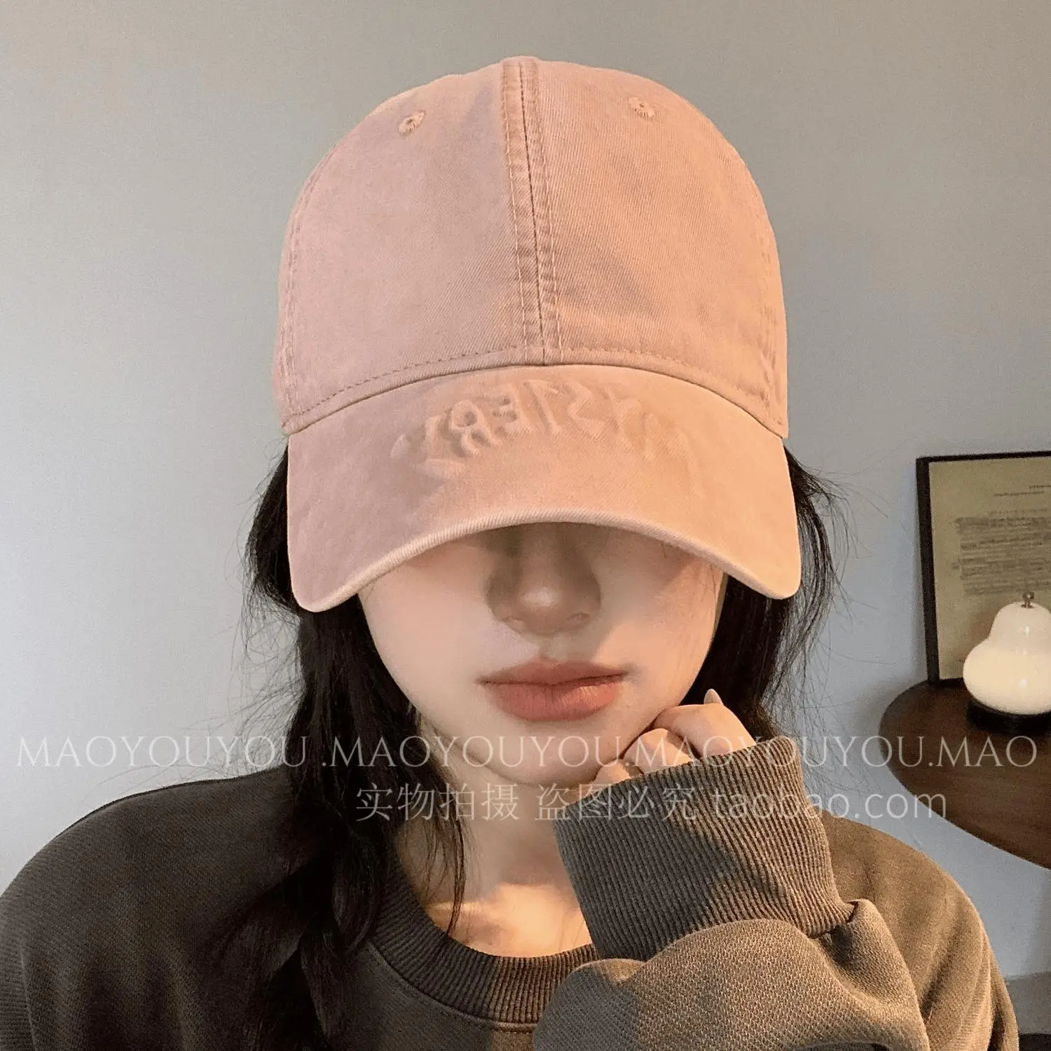 Women Men Embroidered Cotton Cap Pink - Image 7