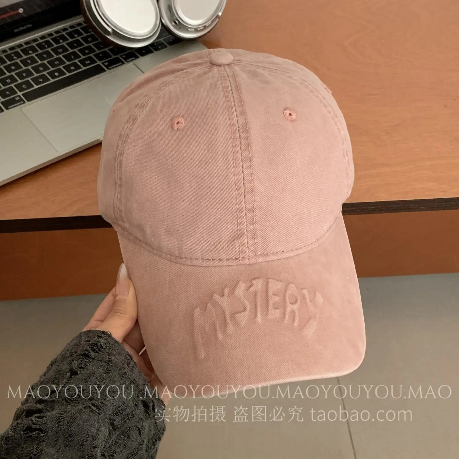 Women Men Embroidered Cotton Cap Pink - Image 8