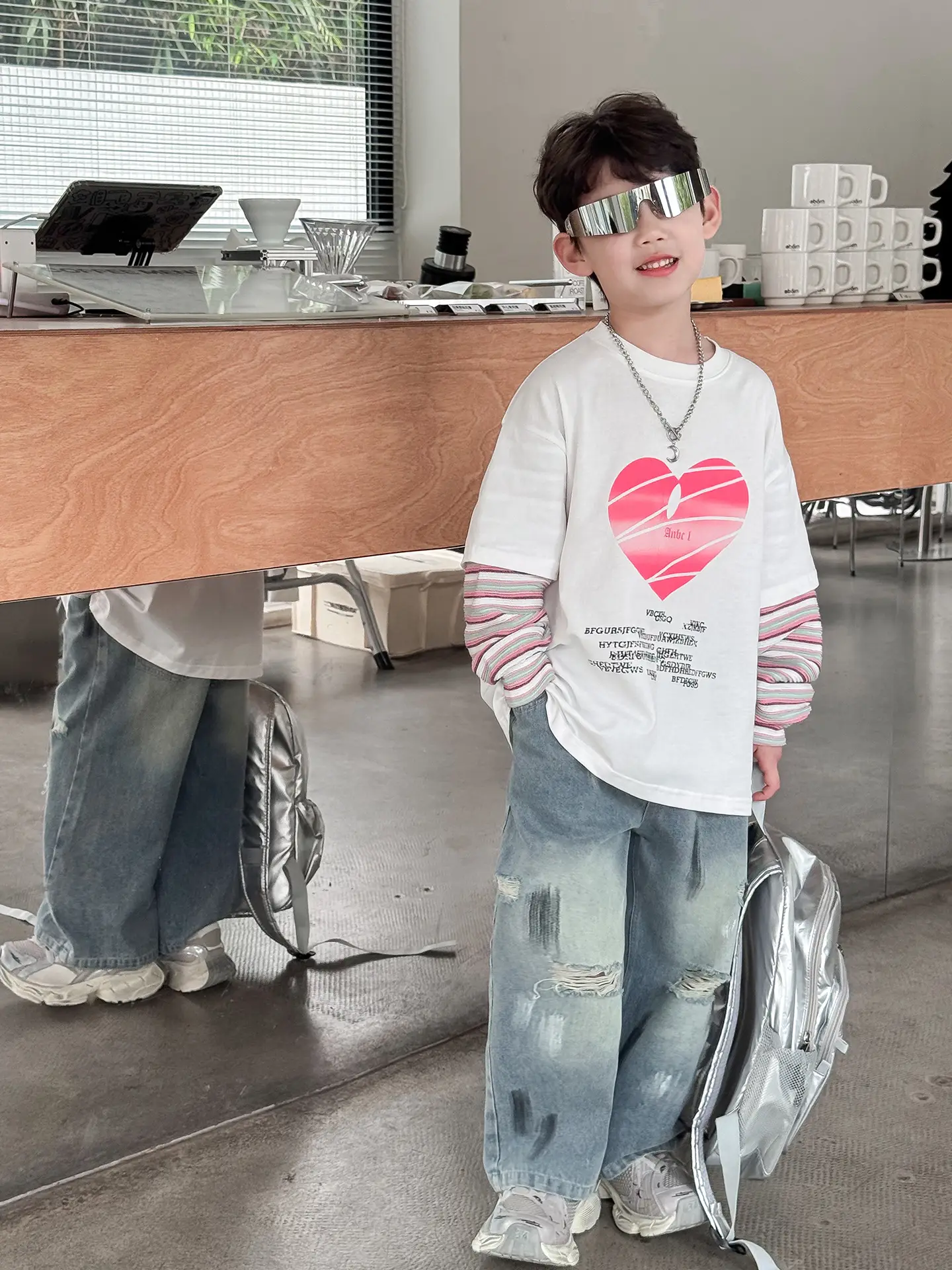 2025 Boys Love Print Top T-Shirt Fake Two-Piece - Image 3