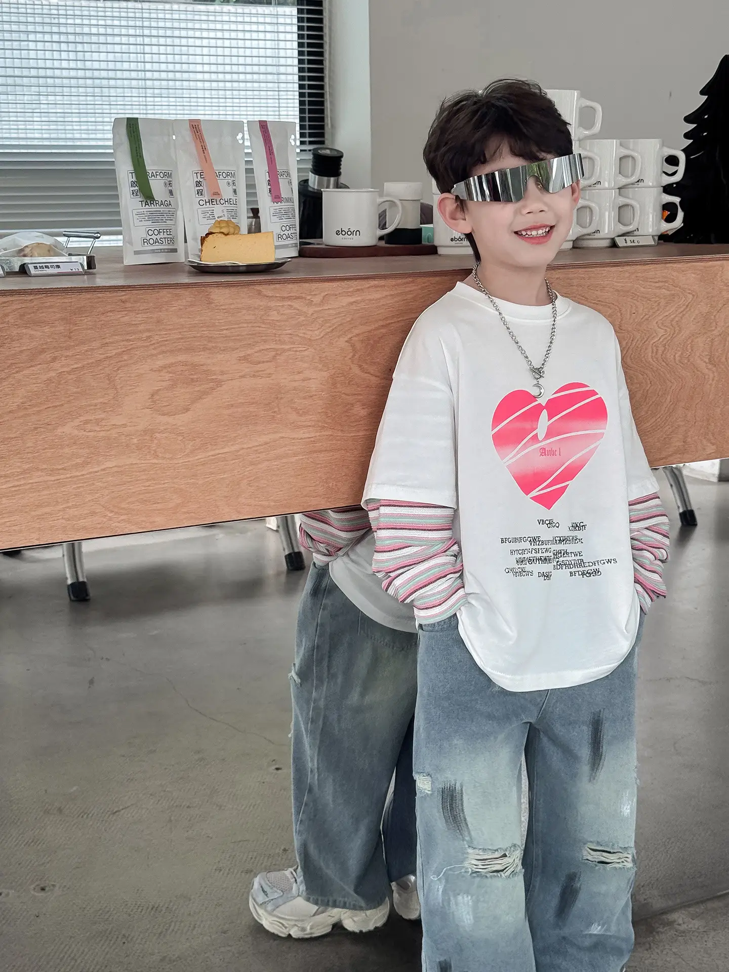 2025 Boys Love Print Top T-Shirt Fake Two-Piece - Image 5