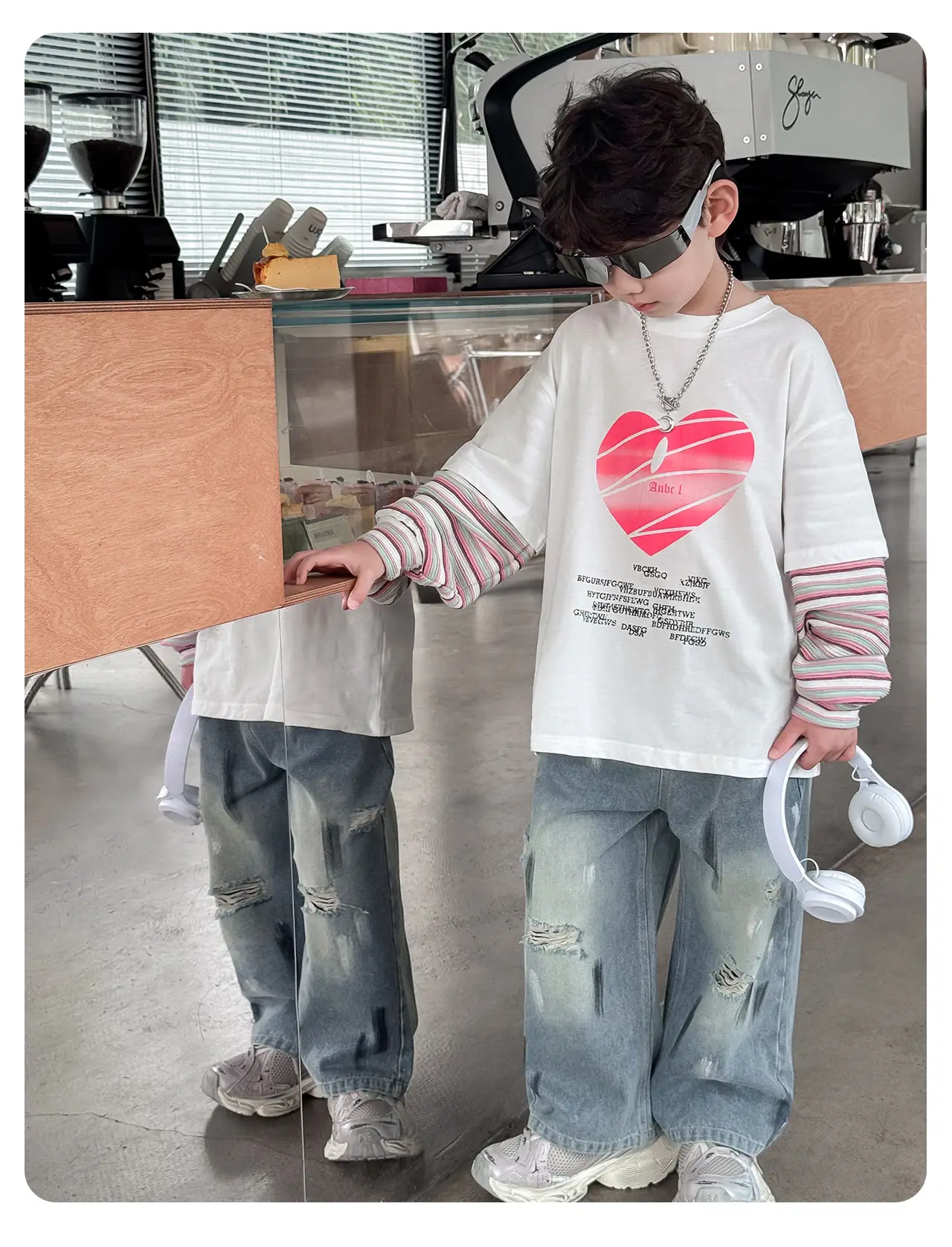2025 Boys Love Print Top T-Shirt Fake Two-Piece — feature 3