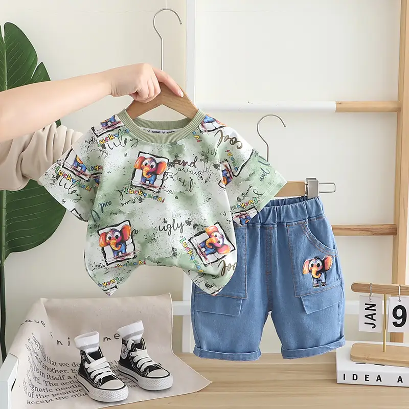 Boys Cartoon Print 2-Piece Summer Suit 1-5Y - Image 2