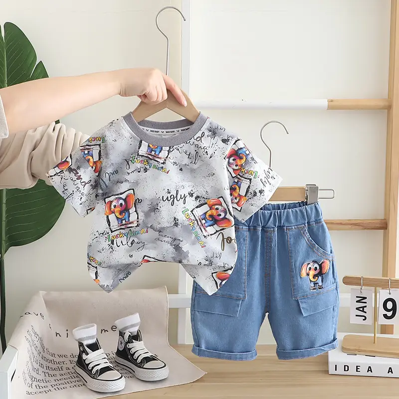 Boys Cartoon Print 2-Piece Summer Suit 1-5Y - Image 3