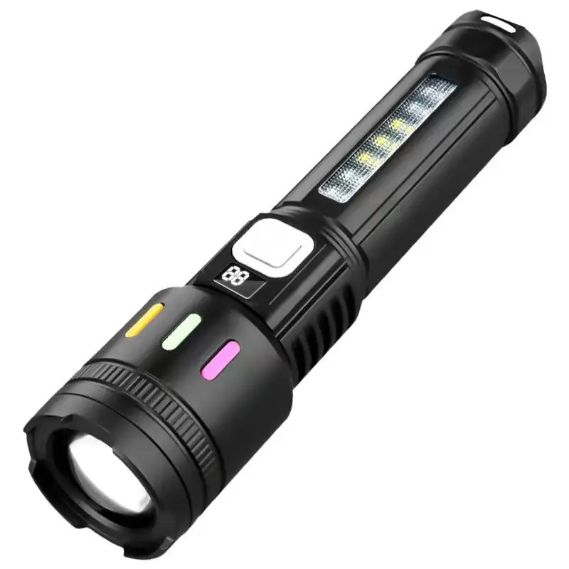 Rechargeable Telescopic Flashlight with Red Blue Warning Lights - Image 6