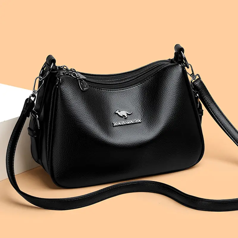 Women Shoulder Bag Brown Leather Large Capacity Work Logo - Image 8