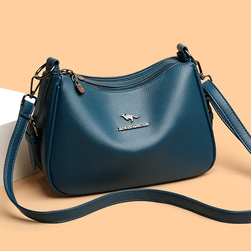Women Shoulder Bag Brown Leather Large Capacity Work Logo - Image 9