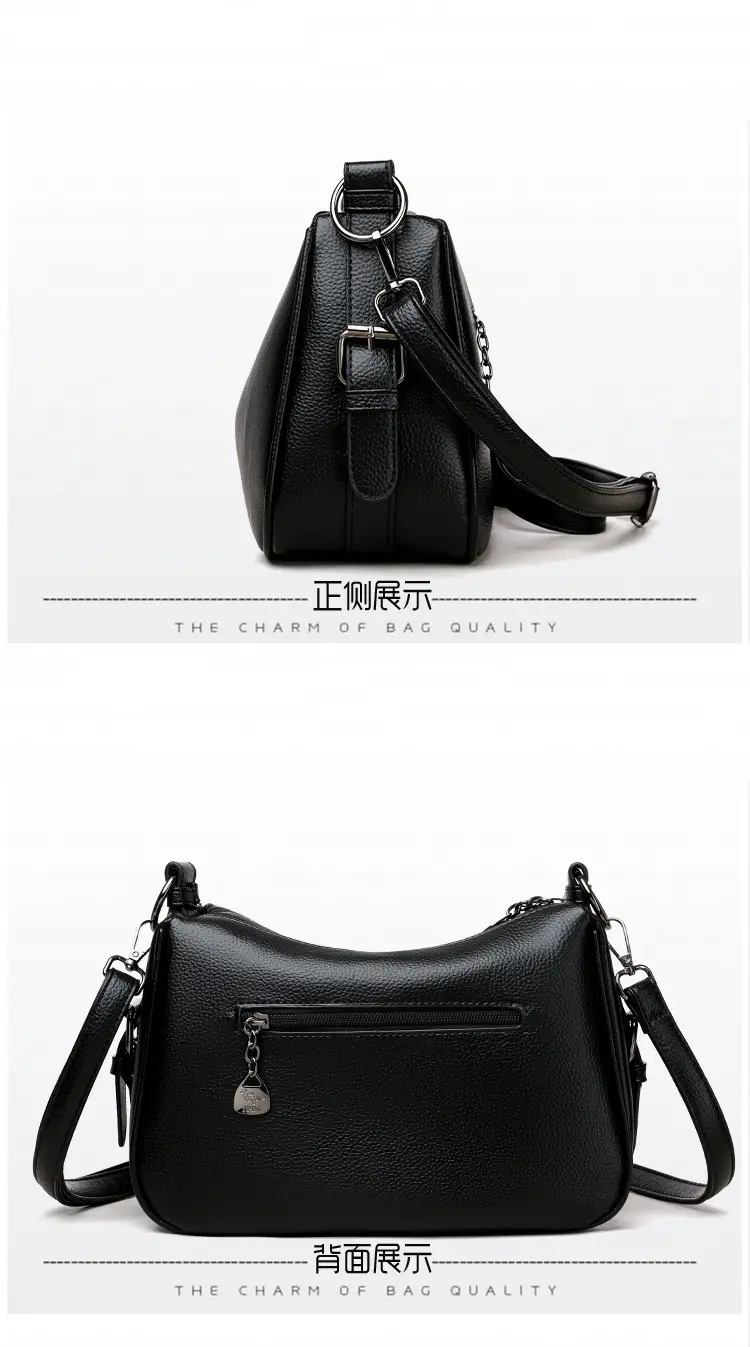 Women Shoulder Bag Brown Leather Large Capacity Work Logo — feature 15