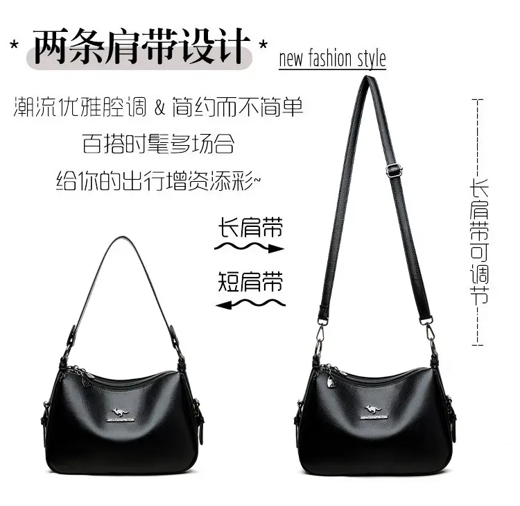 Women Shoulder Bag Brown Leather Large Capacity Work Logo — feature 7