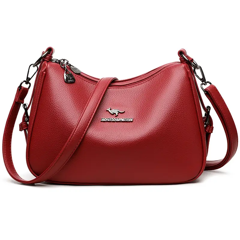 Women Shoulder Bag Brown Leather Large Capacity Work Logo - Image 3