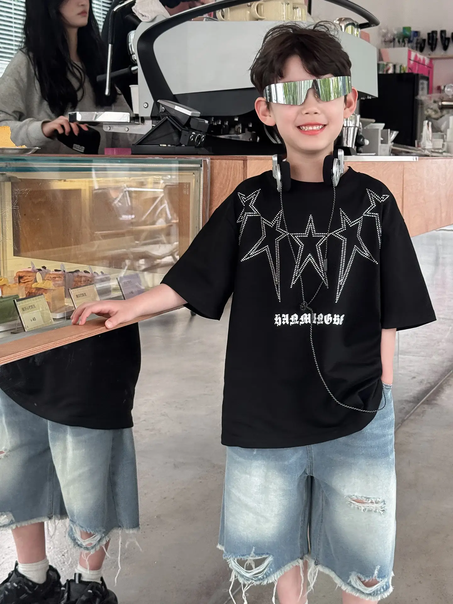 2025 Boys Letter Print T-Shirt White Cool Style - Image 5