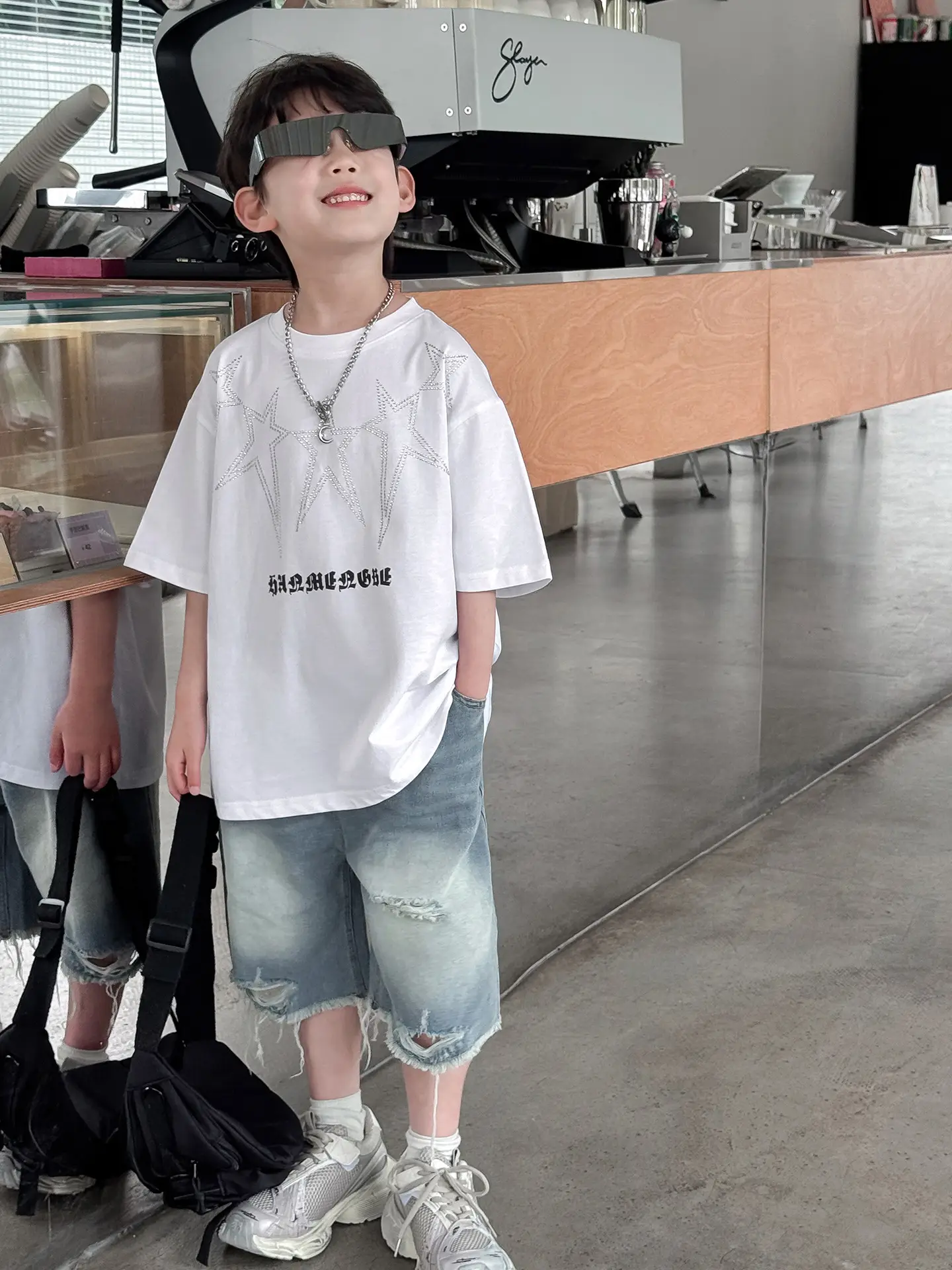 2025 Boys Letter Print T-Shirt White Cool Style - Image 6