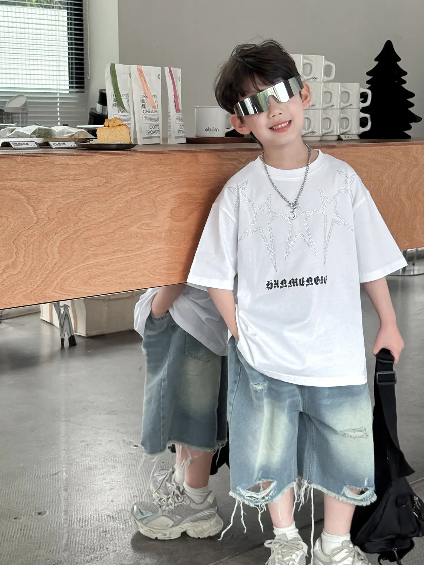 2025 Boys Letter Print T-Shirt White Cool Style - Image 7
