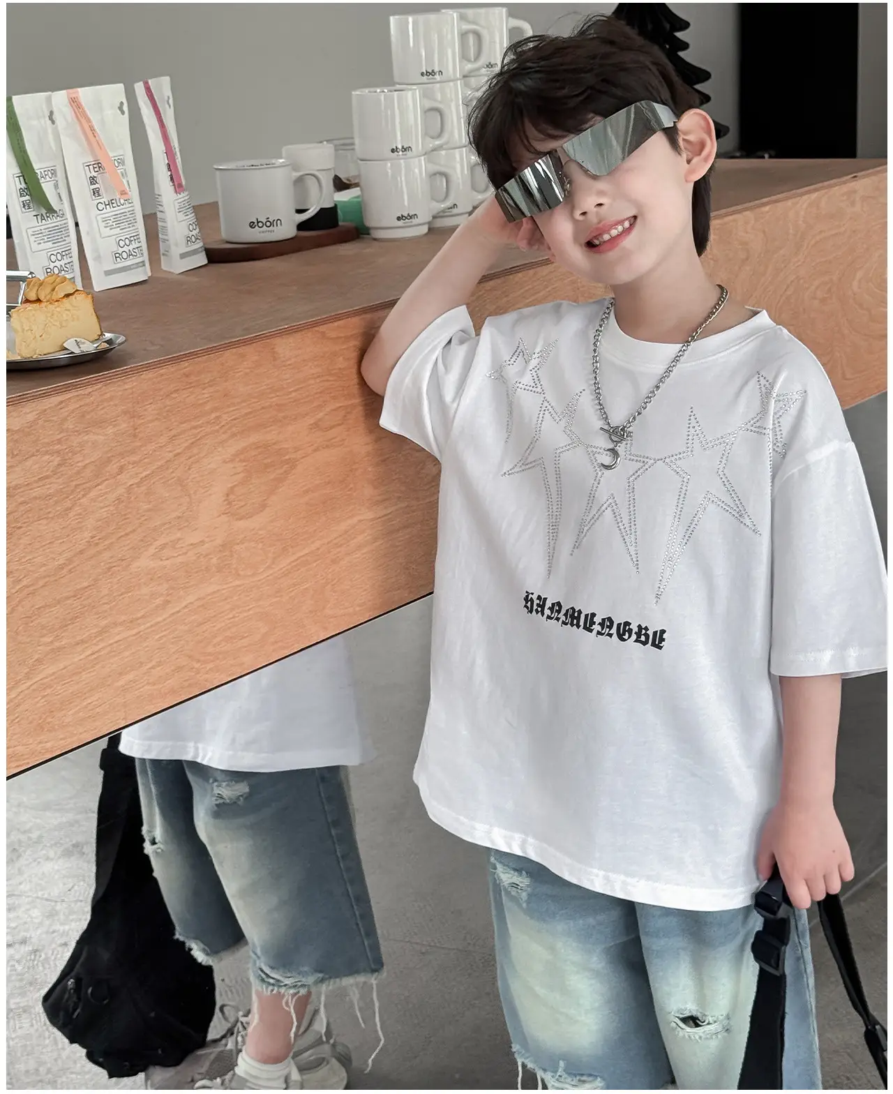 2025 Boys Letter Print T-Shirt White Cool Style — feature 28