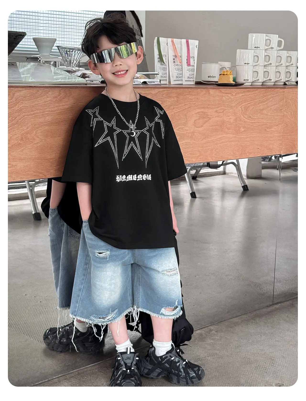2025 Boys Letter Print T-Shirt White Cool Style — feature 3