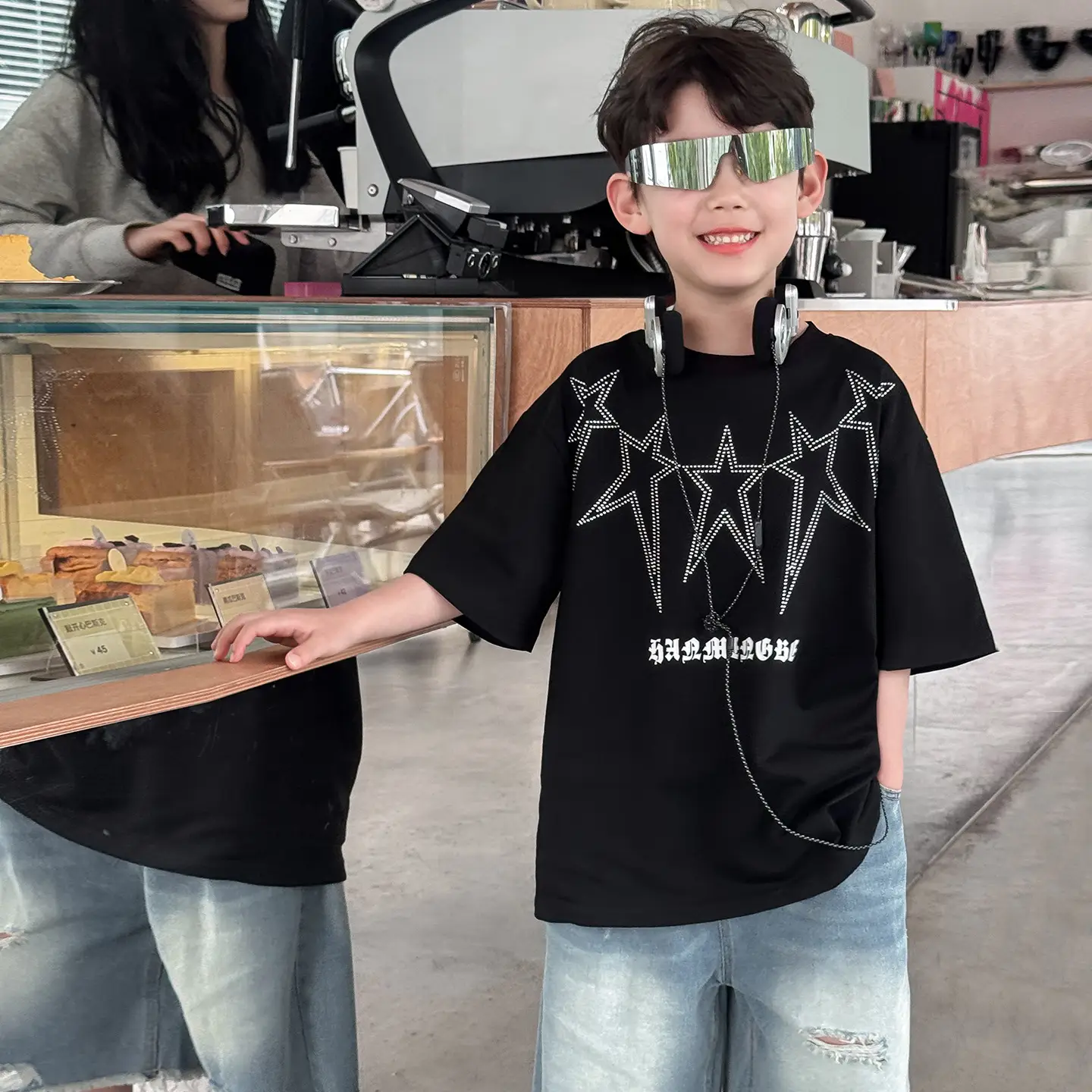 2025 Boys Letter Print T-Shirt White Cool Style - Image 2