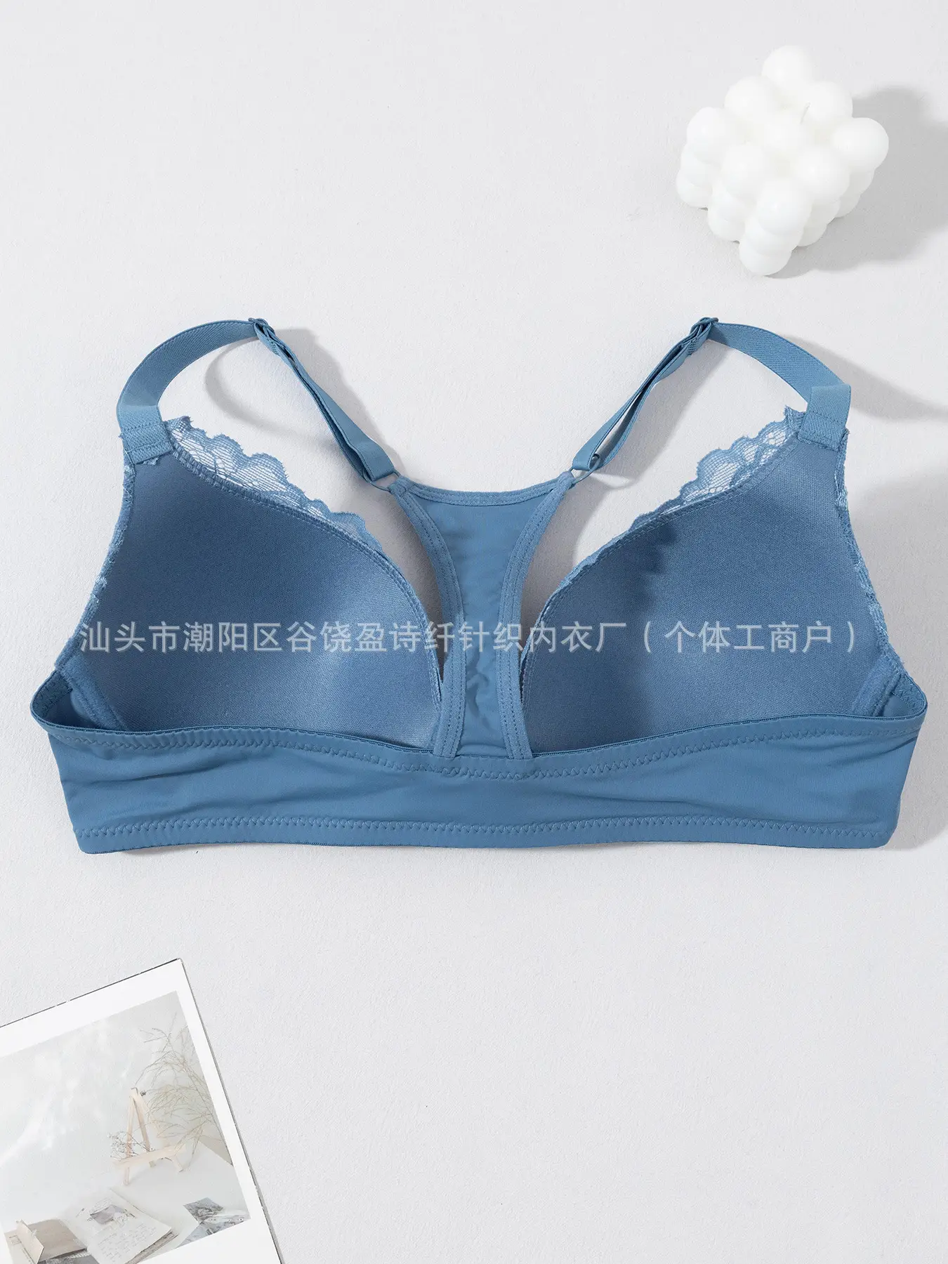 Blue Lace Front Button Bra for Women — feature 6