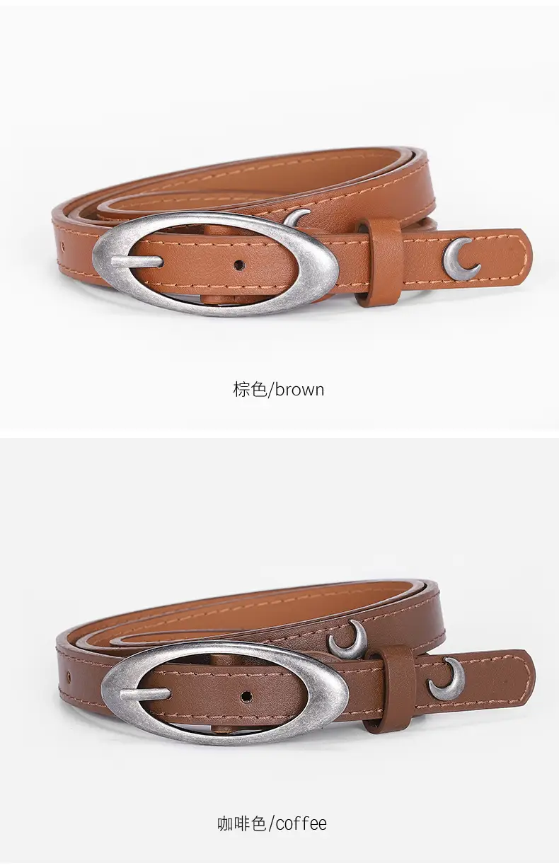 Crescent Rivet Belt for Women Black Silver — feature 10
