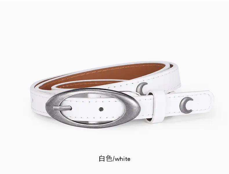 Crescent Rivet Belt for Women Black Silver — feature 11