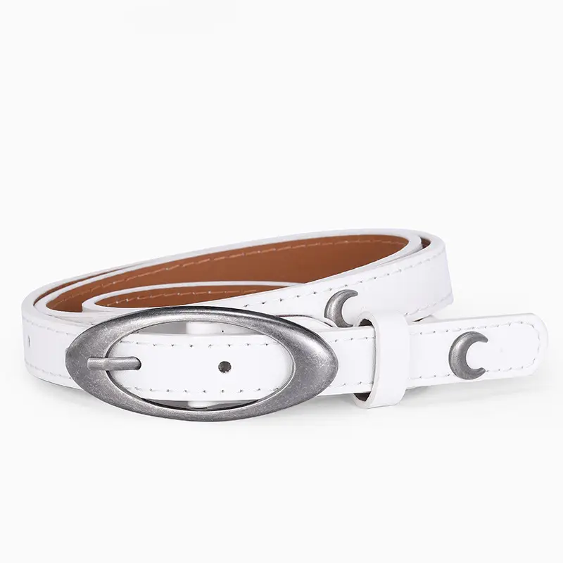 Crescent Rivet Belt for Women Black Silver - Image 2
