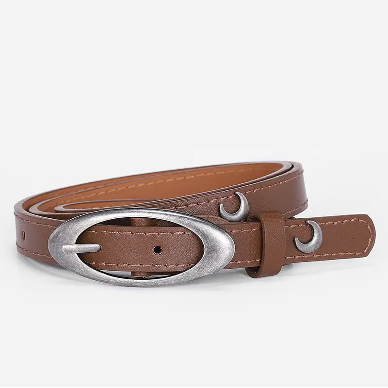 Crescent Rivet Belt for Women Black Silver - Image 3