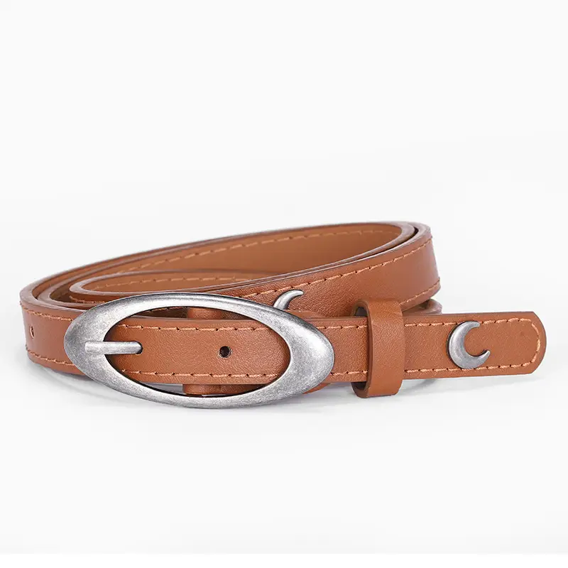 Crescent Rivet Belt for Women Black Silver - Image 4