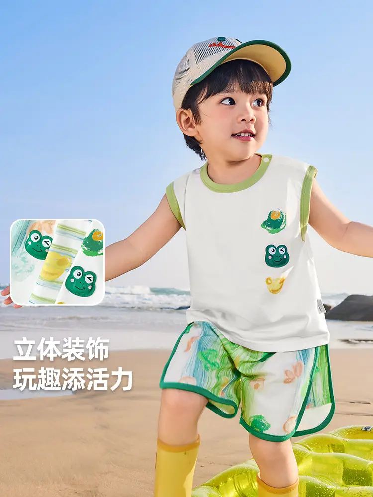 Kaka Panda Boys Sleeveless Baby Tops Summer Wear