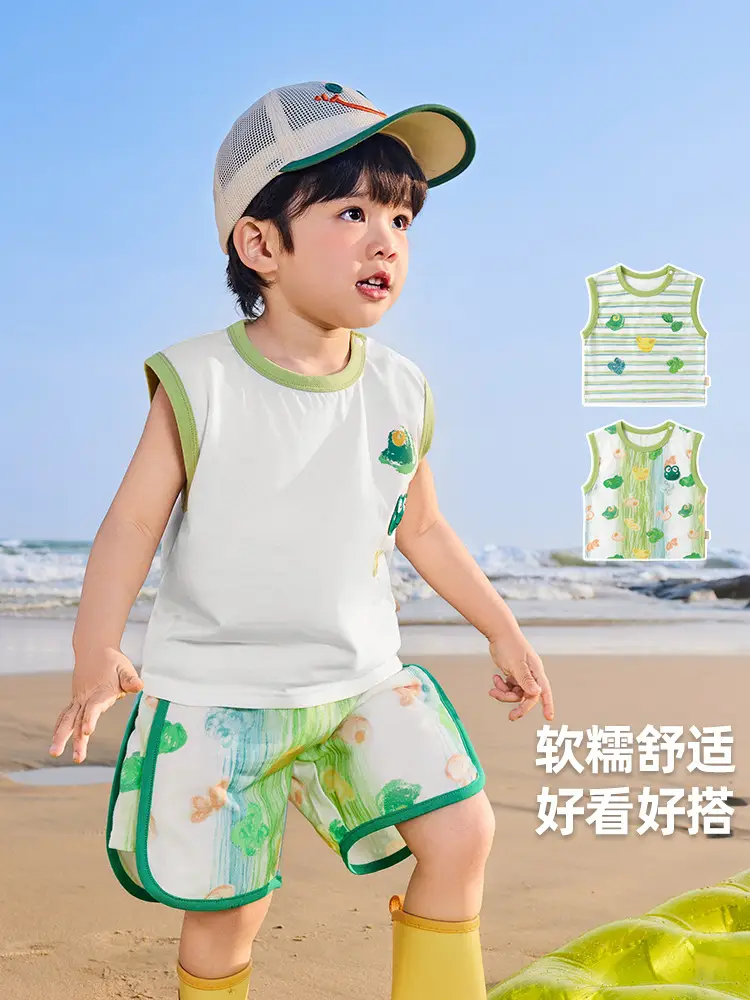 Kaka Panda Boys Sleeveless Baby Tops Summer Wear
