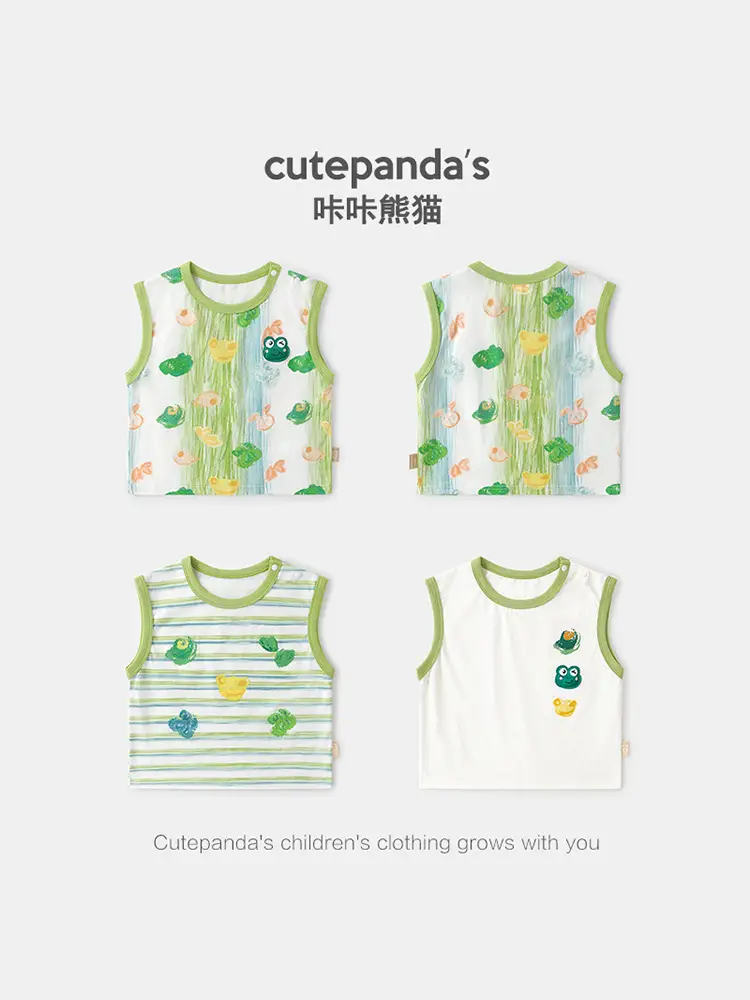 Kaka Panda Boys Sleeveless Baby Tops Summer Wear