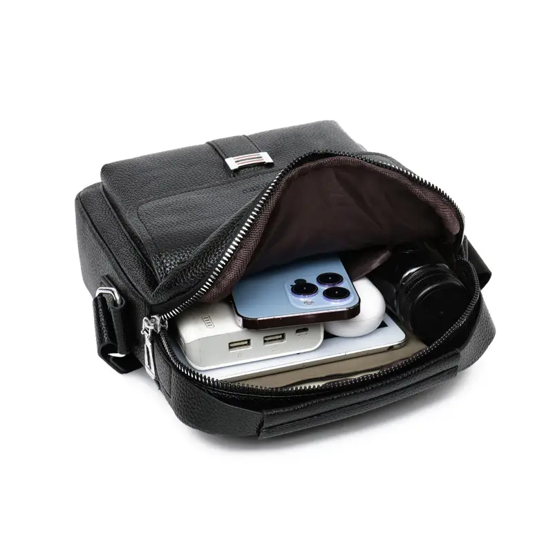 Men's Waterproof Crossbody Bag Pebbled Leather One-Piece - Image 6