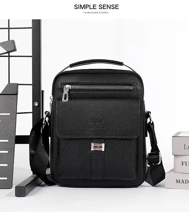 Men's Waterproof Crossbody Bag Pebbled Leather One-Piece — feature 10